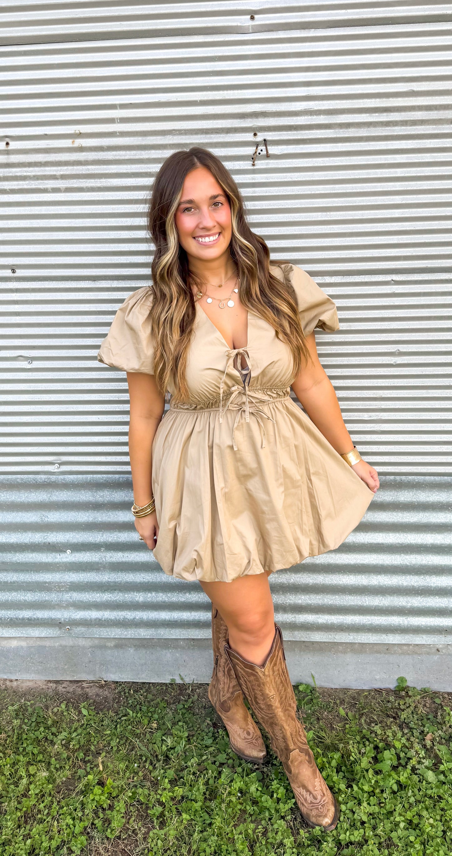 Khaki bubble dress