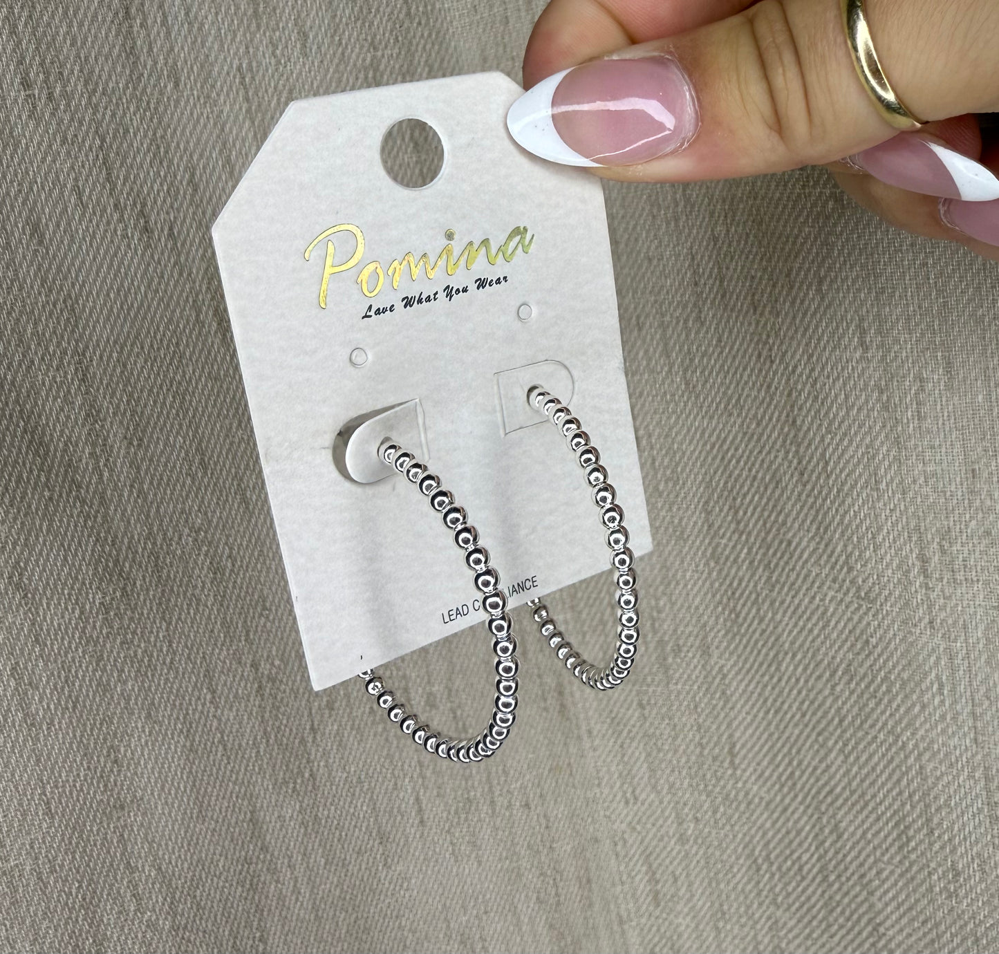 Thin Sliver Beaded Hoop Earring