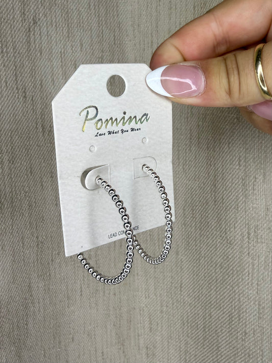 Thin Sliver Beaded Hoop Earring