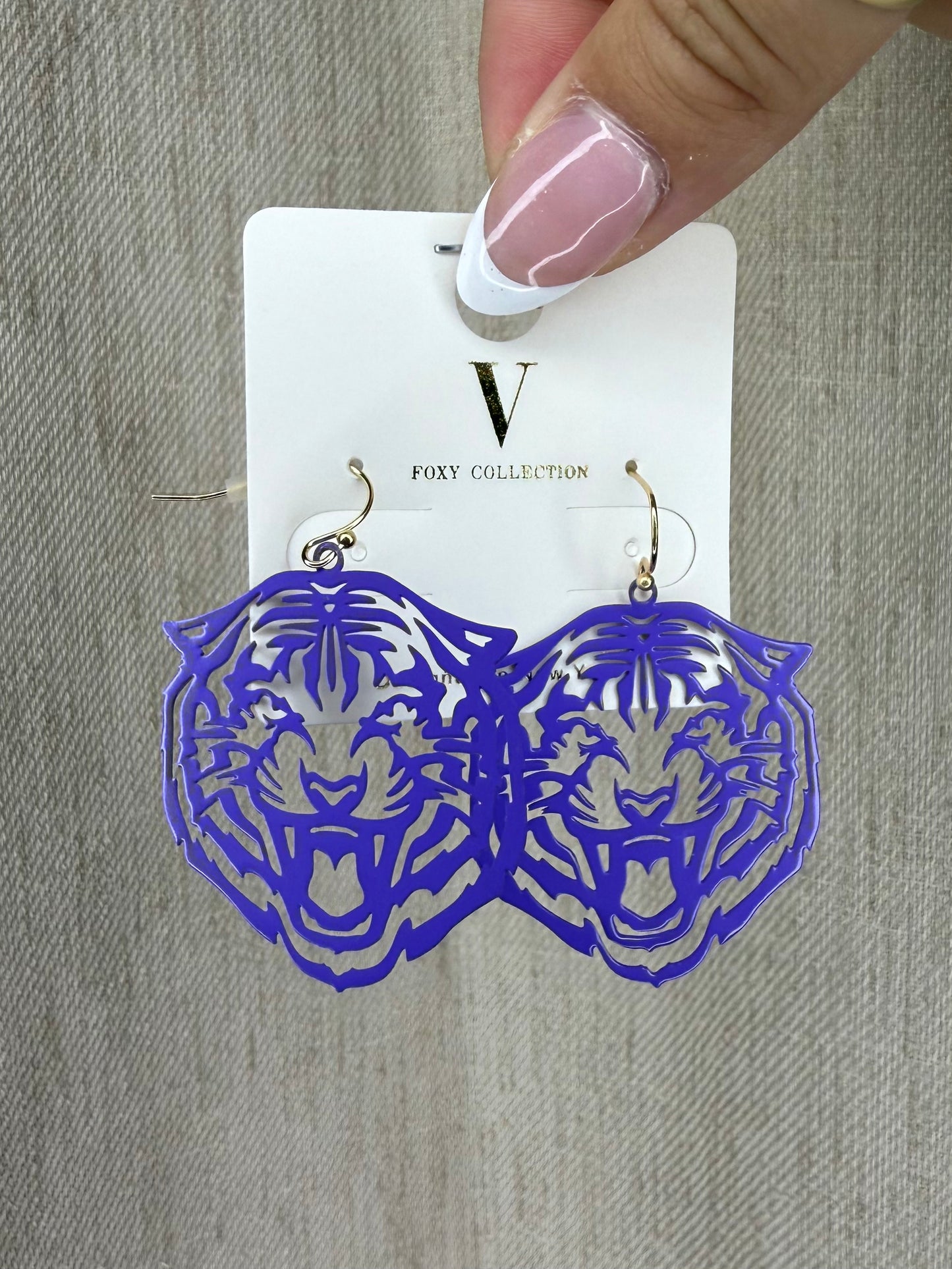 Purple Wildcat Earrings