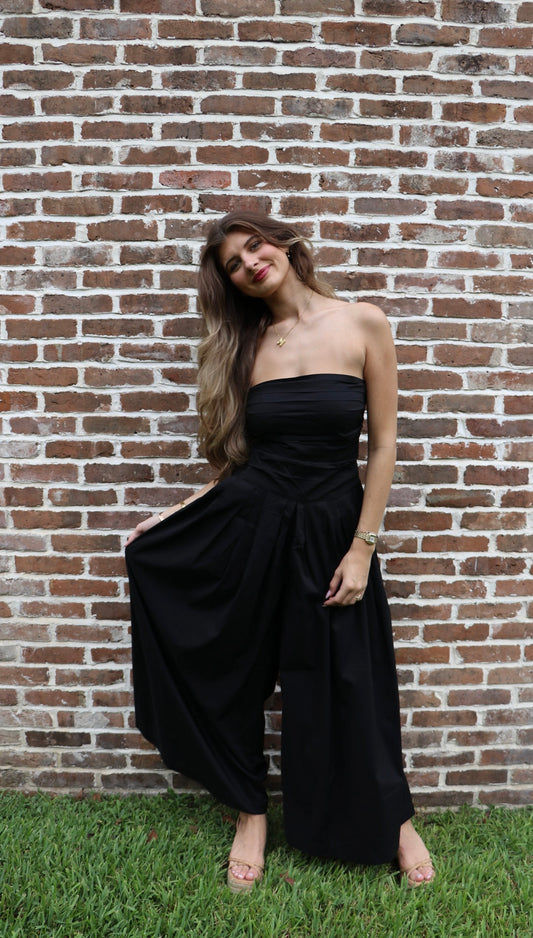 Black Strapless Romper