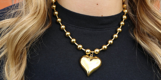 Gold Chunky Heart Necklace