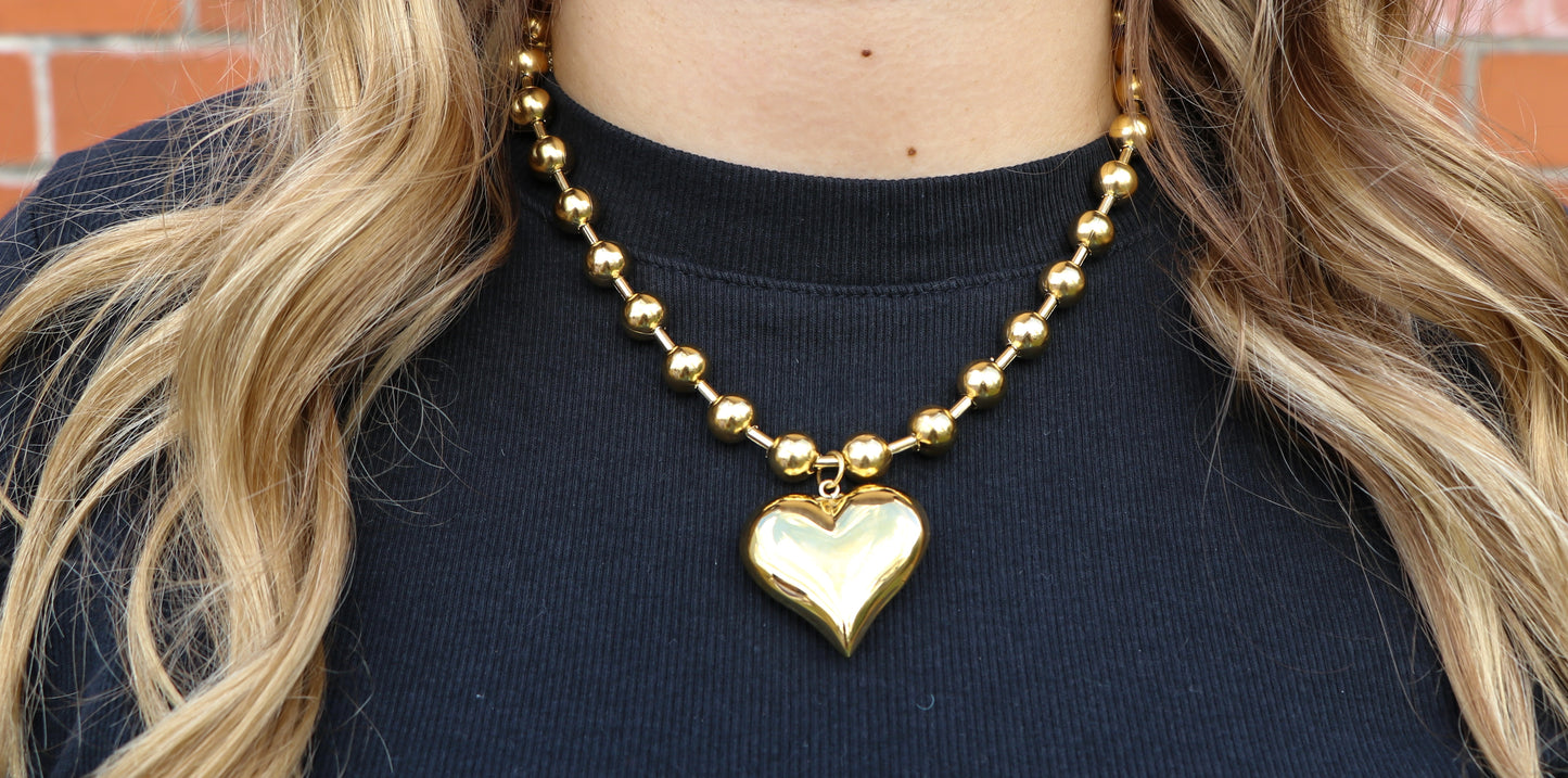 Gold Chunky Heart Necklace