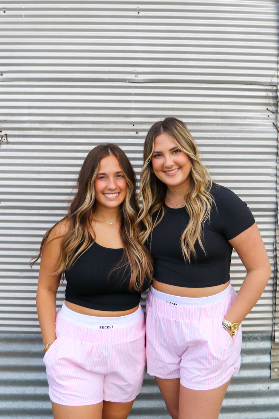 Pink striped boxer shorts