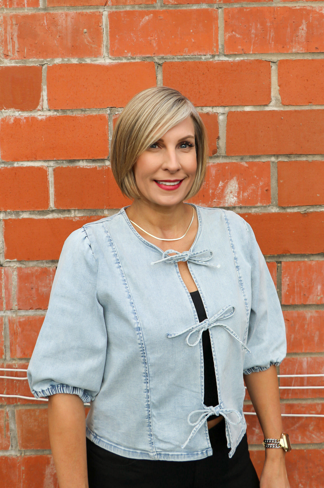 Denim Bow Top