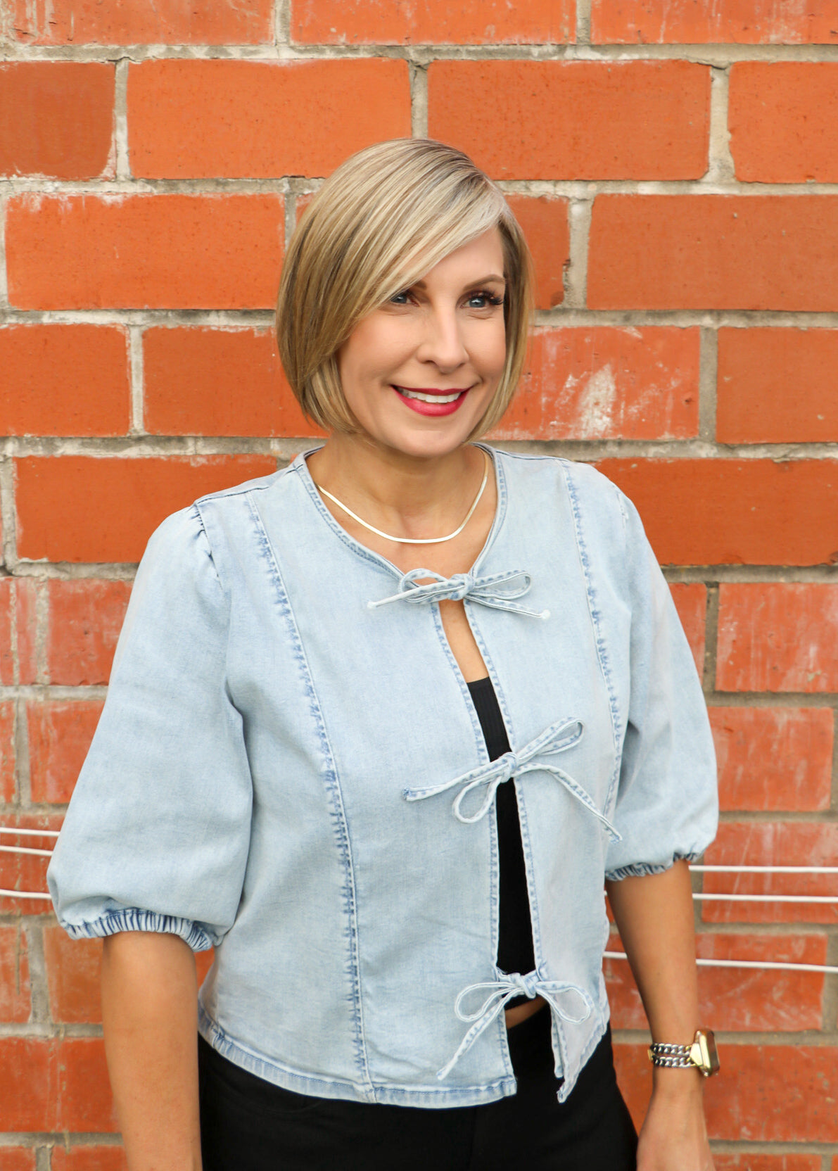 Denim Bow Top