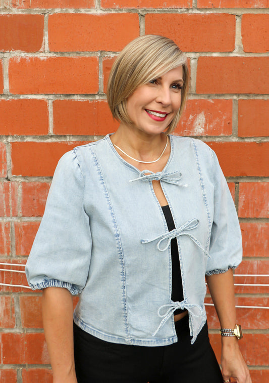 Denim Bow Top