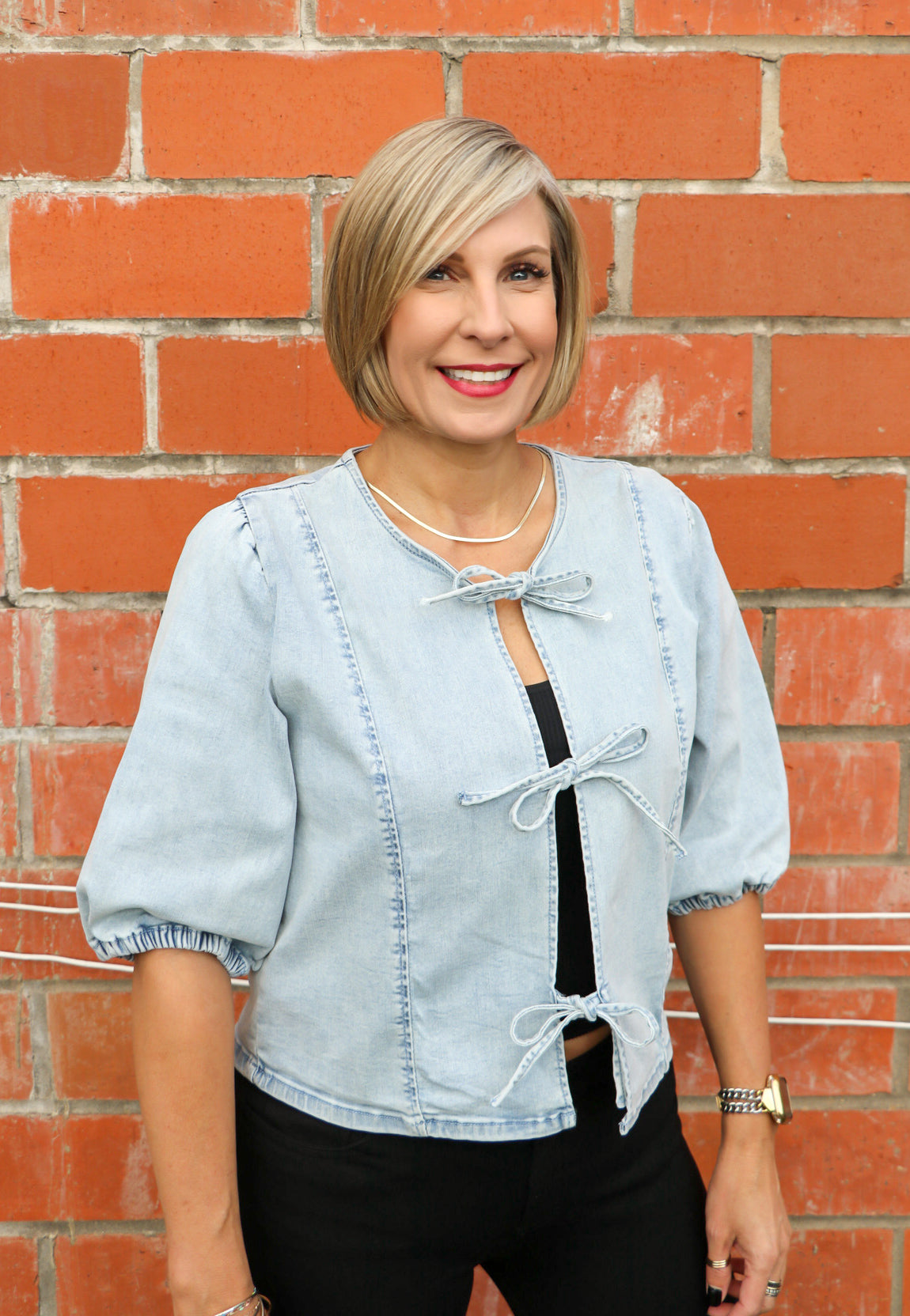 Denim Bow Top